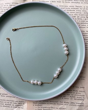 Naszyjnik perły akrylowe łańcuszkek, Panji Handmade