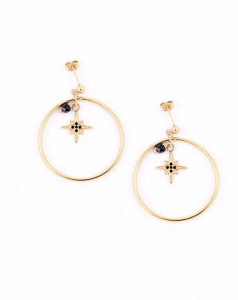 Kolczyki koła z ozdobną iskierką i ochronnym Turmalinem, Kulka Bransoletki