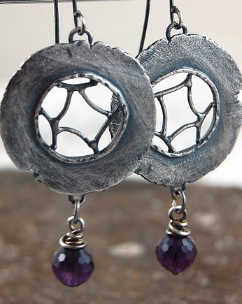 Kolczyki srebrne Ametyst, mzstudio