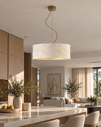 Minimalistyczna lampa wisząca do salonu z abażurem HAJFA MARMUR fi 60 cm, LYSNE