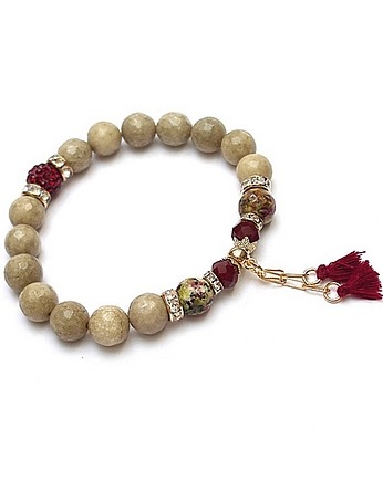 Troki - olive and red - bransoletka, KiKa pracownia