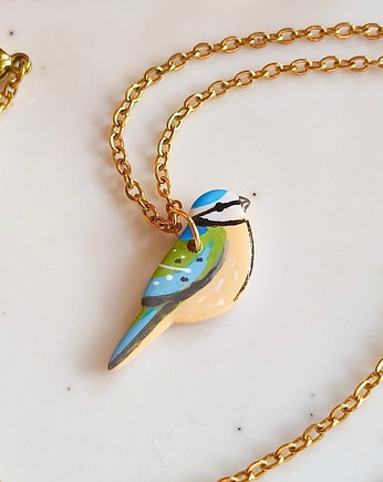 Naszyjnik z ptaszkiem, wisiorek ptaszek sikorka. Prezent dla miłośnika lasu, Dary Rusałki