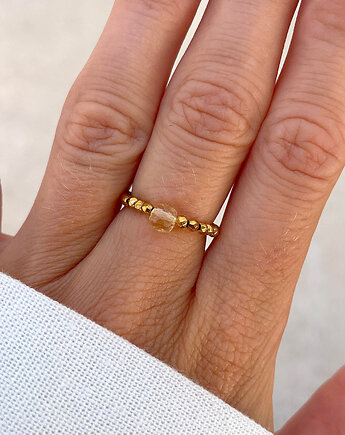 Pierścionek elastyczny - Hematyt z Cytrynem, Bring Biżuteria