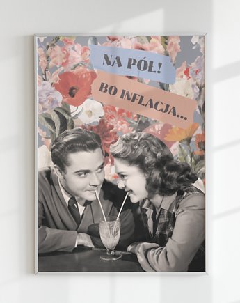 Plakat FIFTY-FIFTY (KOLAŻ), Agnieszka Osiecka RYSUJĘ BO SIĘ NUDZĘ