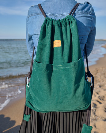 Plecak worek, sztruks ZIELONA CZWÓRECZKA, surprise ME