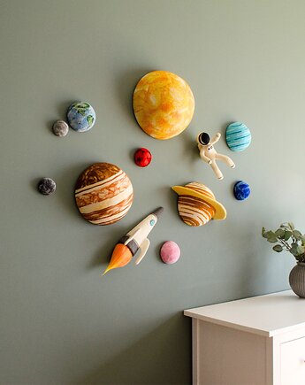 Kosmiczny zestaw 3D - planety, rakieta i astronauta do pokoju dziecka, Fetroll