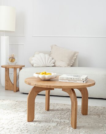 ECHO- Dębowy stolik kawowy, Papierówka Simple form of furniture