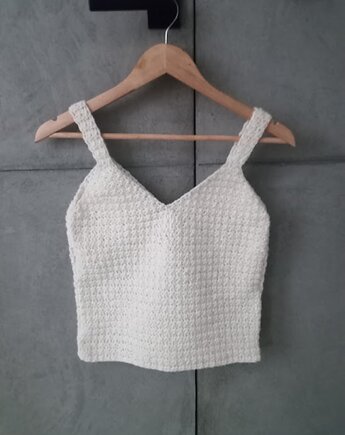 Top letni na szydełku. Ecry. Rozmiar Uniwersalny, oliVerHandMade