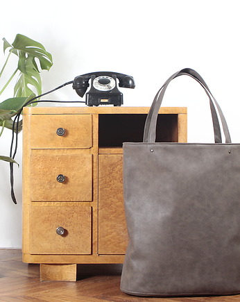 Mega shopper torba brązowa na zamek, hairoo