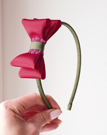 Świąteczna opaska BORDOWA kokardka do włosów, FILIPOLA