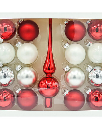 Bombki okrągłe: Świąteczna paleta czerwono-biała, Syn Bombkarza