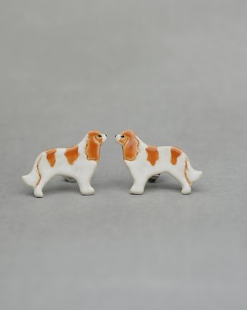 Cavalier mini pieski- ceramiczne kolczyki, Dorca