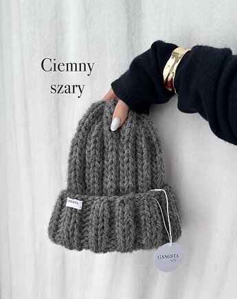 Czapka Nordic 100% wełna *ciemny szary*, GANGSTA KNIT