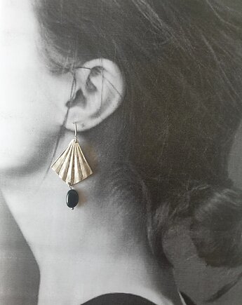 Kolczyki ORIGAMI wachlarze z czarnym turmalinem, modesign