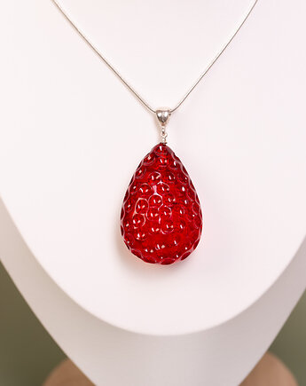 Wisiorek truskawka bursztyn bałtycki barwiony, Amber by Baco