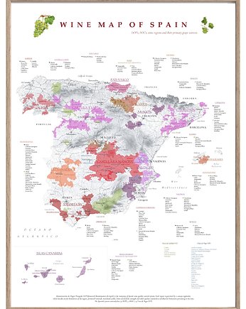 Wina Hiszpania (regiony winiarskie) / plakat mapa, OKAZJE - Prezent na 50 urodziny