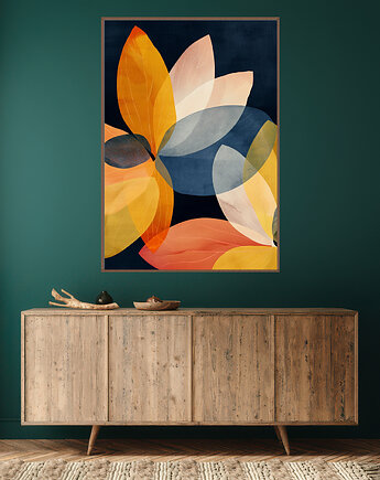 Liście magnolii - Plakat, druk - Chiński Orient, Harmonia Zen, Wabi Sabi #90, Black Sapphire Art