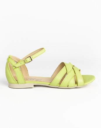 SANDAŁY NA MIĘKKIEJ PODESZWIE-SKÓRA NATURALNA-MODEL 370 - KOLOR PISTACJOWY, Zapato