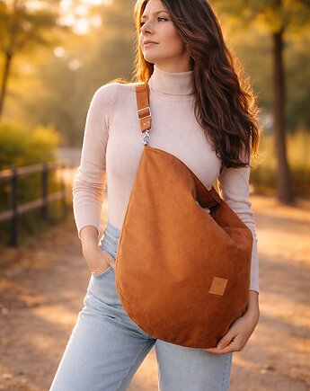 Zamszowy worek hobo Brązowy, sabi tatka