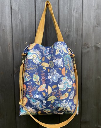 Torba na ramię XXL - print jesienne kwiaty, PRACOWNIA 166