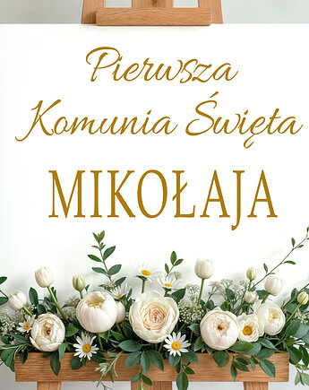 Naklejka pierwsza komunia święta na ściankę imię dziecka kolory, Magnetyczne Studio