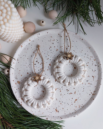 Ozdoba świąteczna z drewnianą śnieżynką, Passatempo handmade
