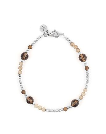 Bransoletka z kroplami Kwarcu Dymnego - wersja srebrna, Kulka Bransoletki