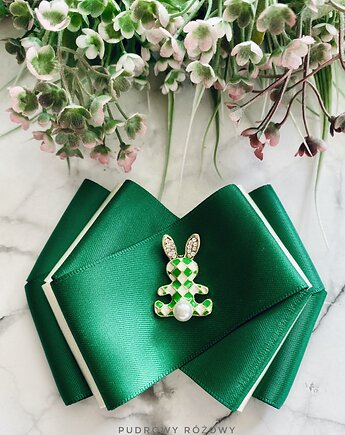 Brosza Wielkanocna z Zajączkiem WIOSNA, Pudrowy Różowy