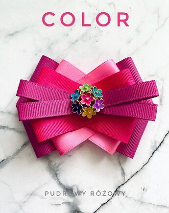 Brosza z Kolekcji COLOR z delikatnymi kolorowymi kwiatkami, Pudrowy Różowy