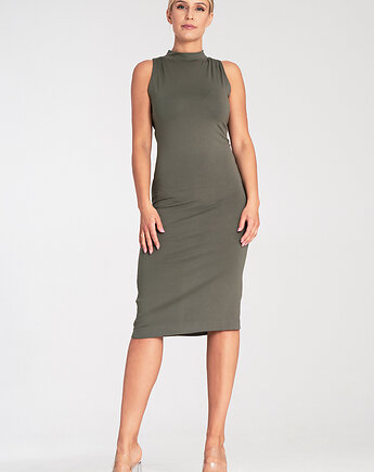 Elegancka dopasowana sukienka dzianinowa bez rękawów - M1031, FIGL