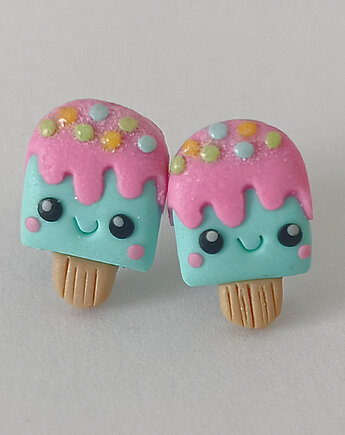 Śmieszne Małe Kolczyki Lody na patyku kawaii, OMIFIMO