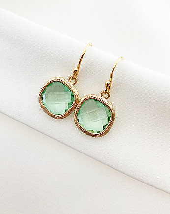 Kolczyki pozłacane z zielonymi kamieniami, topaz, Anemon Atelier