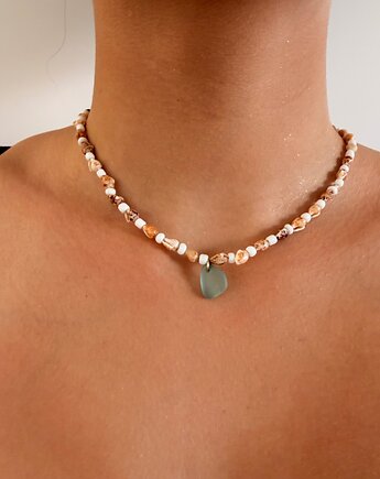 Naszyjnik Sea Whisper ze szkłem morskim, bluewavestudio