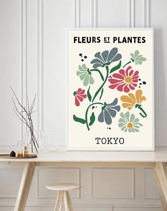 PLAKAT wystawowy, kwiaty, wiosenny, grafika, black dot studio