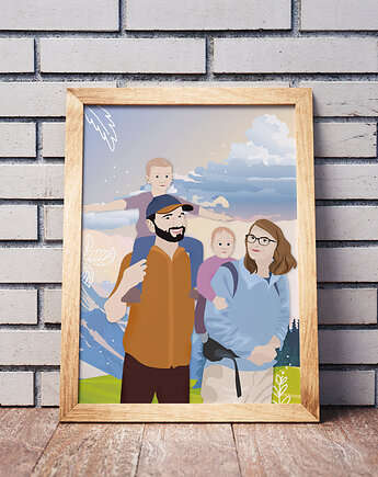 Ilustracja, portret rodzinny + wydruk A2, landart
