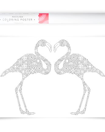 Plakat do Kolorowania Zakochane Flamingi 50x70cm, Anna Grunduls Design