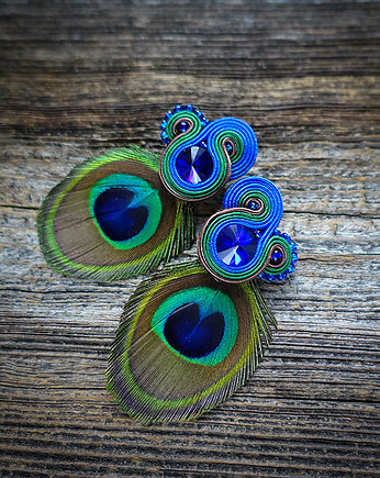 Peacock Eye-kolczyki soutache, Mró Soutache