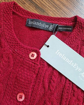 Czerwony sweter z irlandzkiej wełny z kaszmirem, IrelandsEye