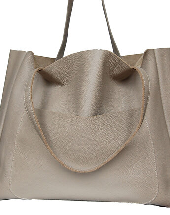 Duża skórzana torba damska z kieszenią na ramię, bagoo