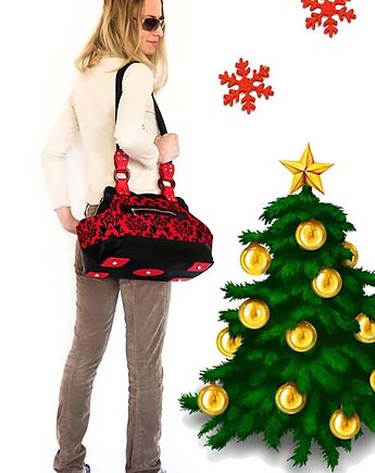 SKÓRZANA TORBA 100 % handmade "kwiaty w czerwienieni", Grażyna Łoboda