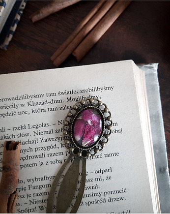 Zakładka z jasną różą, miedź, Figa handmade accessories