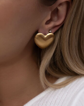 Złote szczotkowane kolczyki serca ze stali chirurgicznej Paraiso Philotea, Paraiso