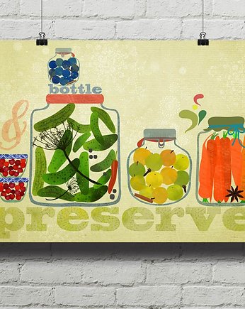 Bottle & Preserve - plakat kuchenny art giclee, minimalmill