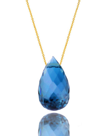Colare Topaz London Blue Kropla złoto 585, Brazi Druse Jewelry