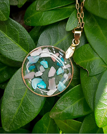 Wisiorek z kwarcem i turkusem, Figa handmade accessories