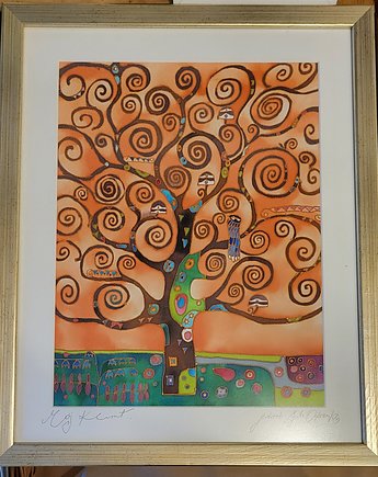 Mój Klimt, obraz na jedwabiu, jedwabie agaty