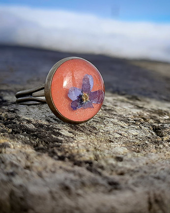 Mały pierścionek z niezapominajkami, Figa handmade accessories