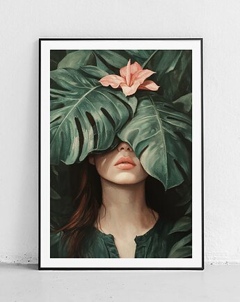Plakat Liście monstera i kwiat, Harvest Maison