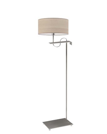 Srebrna lampa stojąca z fornirowym kloszem w stylu eco  KAMERUN ECO, LYSNE