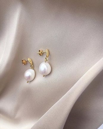 Kolczyki srebrne Irregular Pearl Earrings, Lile Things